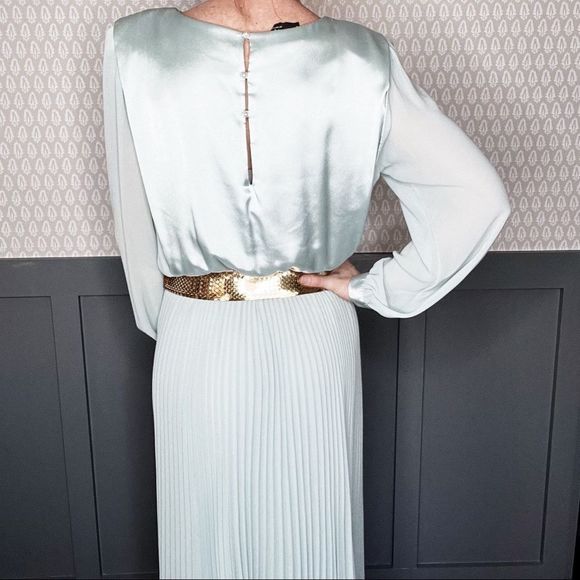 Vintage Ursula of Switzerland • Mint Green Romantic Dress • Sz M - Picture 6 of 8